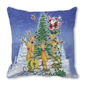 Detailed close-up of Merry Christmas peach skin pillow cover with Santa and reindeer - 18x18 Inch / Decorating Christmas Tree Style (39)
