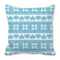 Blue and white Nordic pixel pattern throw pillow case with snowflake and heart motifs - Blue White Heart Snowflake (13)