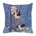 Detail of Christmas cushion cover with funny turkey illustration on peach skin fabric - 18x18 Inch / Try Duck Sign Style (23)