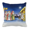 Detailed close-up of Christmas peach skin cushion with Three Wise Men cartoon illustration - 18x18 Inch / Three Wise Men Sports Style (17)