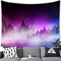 Starry night sky forest tapestry with purple and blue aurora gradients for wall decor - 100X70 / Starry Mist (14)