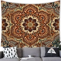 Bohemian mandala tapestry with geometric floral patterns for living room wall decor - 100x70(Peach Skin) / Warm Brown and Orange Mandala (10)