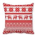 Christmas pillowcase with red reindeer and snowflake pixel art on peach skin fabric - Red White Running Reindeer (14)