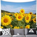 Watercolor sunflower meadow tapestry on polyester fabric for wall decor in a cozy living room - 200X150 / Sunflower Field Style (2)
