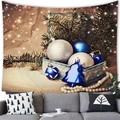 Detail of Christmas tapestry with festive balls and pine hanging above a gray sofa - 12 / 100x70(Peach Skin)