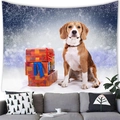 Detail of beagle dog tapestry with colorful gift boxes hanging over a modern grey sofa - 10 / 100x70(Peach Skin)