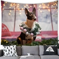 Detail of Bull Terrier wall tapestry with Christmas wreath hanging above a modern sofa - 9 / 100x70(Peach Skin)