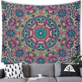 Bohemian mandala tapestry with geometric floral patterns in pink and mint green - 100x70(Peach Skin) / Pink and Mint Mandala (22)