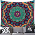 Bohemian mandala wall tapestry with colorful geometric floral patterns for home decor - 100x70(Peach Skin) / Rainbow Mandala Style (9)