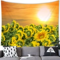 Sunflower sunset landscape wall tapestry for home decor above a modern sofa - 100X70 / Sunset Sunflower Sea Style (3)