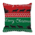 Red Bohemian Christmas pillowcase featuring Santa sleigh and reindeer silhouette - Red Green Black Santa (17)