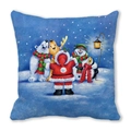 Christmas peach skin pillowcase featuring Santa Claus and winter animals scene - Christmas Night Group (1)