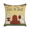 Halloween kussensloop Trick or Treat met spook en pompoen op beige katoenen linnen - Trick Or Treat Geest Pompoen (Vintage Illustratie)