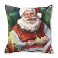 Detailed close-up of a Merry Christmas peach skin pillow featuring Santa Claus reading letters - Santa Reading Letters Style(31)