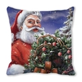 Merry Christmas cushion cover with Santa Claus painting and winter night scenery - Winter Snow Night Santa Style(27)
