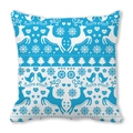 Christmas reindeer and snowflake pattern decorative pillow cover in sky blue and white - Blue White Bird Heart (18)