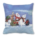 Merry Christmas cushion featuring Santa and reindeer on navy peach skin fabric - 18x18 Inch / Starry Sky Gaze Style (6)