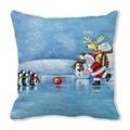 Merry Christmas peach skin pillow cover with Santa and penguins illustration - Ice Surface Interaction (4)