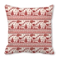 Red Bohemian Christmas elk pillowcase with Santa sleigh and reindeer on peach skin fabric - White Red Full Print (22)