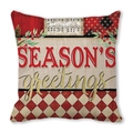 Detailed texture of peach skin Merry Christmas cushion cover with Season's greetings print - Season's Greetings Vintage Splicing (2)