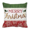 Detail der Weihnachts-Kissenhülle aus Pfirsichhaut mit Schriftzug und Schneeflocken - MERRY Schlitten-Spleiß (10)