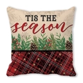 Detail des Weihnachtskissenbezugs mit Tis the Season Text und rot-schwarzem Karomuster - Tis the Season Rot-Schwarz-Karo Spleiß (30)