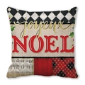 Weihnachtskissenbezug mit Joyeux Noel Text und festlichem Patchwork-Muster Design - Joyeux Noel Schwarz-Weiß Schachbrett (39)