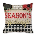 Kissenbezug zu Weihnachten mit Season's Greetings Text und Vintage-Patchwork-Muster - Schöne Feiertage Vintage-Noten (38)