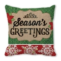Detailansicht des Weihnachtskissenbezugs mit Season's Greetings und Schneeflocken - Schöne Feiertage Weihnachtsstern (18)