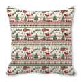 Christmas square pillow case featuring Santa Claus and reindeer print in festive colors - Red Green White Classic (23)