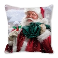 Christmas Santa Claus oil painting style peach skin square throw pillow cushion cover - Santa in Red Robe Style(3)