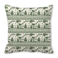 Square bohemian pillowcase featuring green Christmas elk and tree patterns on white - White Dark Green Christmas (24)