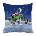 Christmas peach skin cushion cover featuring sleeping Santa and polar bear illustration - Sleeping Santa (9) / 45x45cm