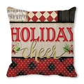 Holiday Cheer decorative square pillow cover with festive collage and holly berry print - Holiday Cheer Splicing Style (3)