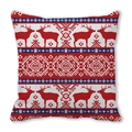Close-up of red and blue Christmas elk pattern on high-density peach skin pillowcase - Red Blue White Retro Ethnic (26)