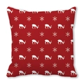 Close-up of red bohemian Christmas elk pattern on soft peach skin pillowcase fabric - Deep Red White Reindeer (27)