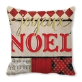 Square Christmas pillow case with Joyeux Noel text and red plaid collage pattern - Joyeux Noel French Splicing (4)