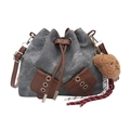 Retro denim emmertas met trekkoordsluiting en schattige teddybeer accessoire hanger - Met Hanger / Blauw