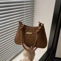 Bolso de hombro leopardo grande con correas de cuerda anudadas y detalles dorados - Marrón