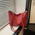 Grand sac cabas rouge rétro pour femme avec inscription mode idéal pour le bureau - Rouge