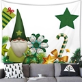 Christmas gnome pattern tapestry with candy canes and stars for home holiday wall decor - 100x70(Peach Skin) / Forest Green Gnome and Ball Decor Style (23)