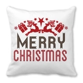 Détail du coussin en peau de pêche avec renne rouge festif et imprimé Merry Christmas - 45x45 cm / Motif Renne Rouge Noël (40)