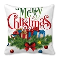 Gros plan d'une taie d'oreiller de Noël en velours de pêche avec imprimés festifs - 45x45 cm / Motif Noël Élégant Floral (38)