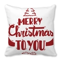 Détail de la taie d'oreiller de Noël carrée avec texte rouge et motif d'arbre festif - 45x45 cm / Motif Sapin Noël Texte Rouge (32)
