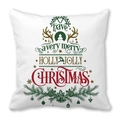 Détail de la housse de coussin Joyeux Noël en peau de pêche avec motifs cerf et sapin - 45x45 cm / Motif Bois de Renne Noël (28)