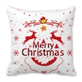 Détail de la taie d'oreiller Merry Christmas avec rennes rouges et motifs de flocons - 45x45 cm / Motif Cloches Noël (20)