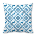 Blue and white Christmas reindeer pillow case with snowflake patterns and checkers - Blue White Plaid Snowflake Reindeer (28)