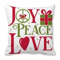 Housse de coussin de Noël carrée avec motif festif Joy Peace Love en rouge et vert - 45x45 cm / Motif Joy Peace Love Noël (17)