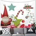 Merry Christmas tapestry with cartoon gnomes and gifts for holiday wall decoration - 100x70(Peach Skin) / White Chibi Gnome and String Lights Style (24)