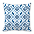 Christmas reindeer and snowflake pattern throw pillow cover with blue checkered design - Blue White Pixel Diamond Reindeer (29)